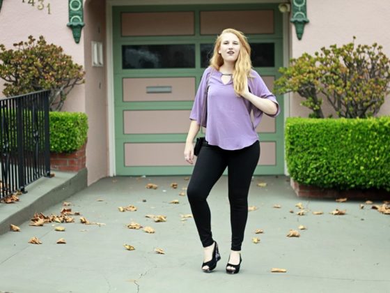 Le Chateau Purple blouse and plus size jeggings