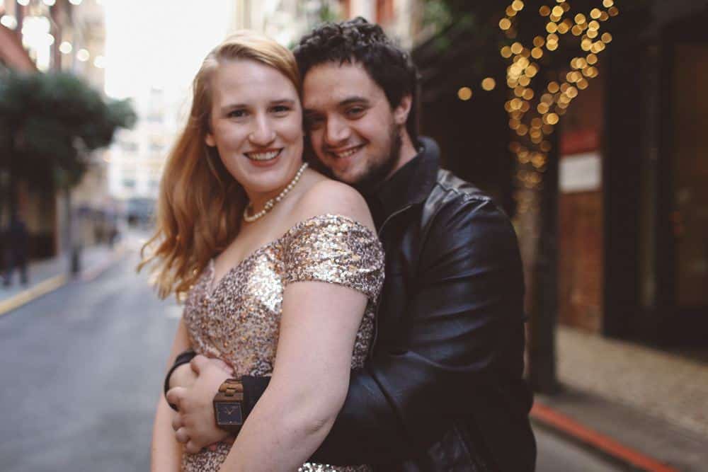 Badgley Mischka Sequin Gown for Engagement Photos in San Francisco