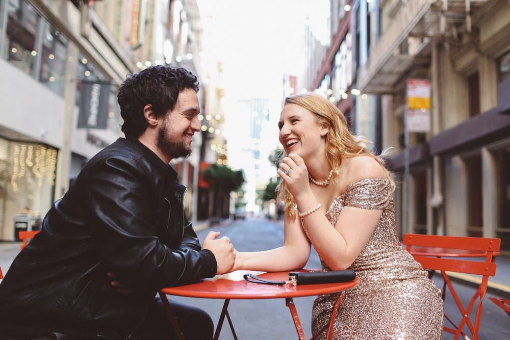 Badgley Mischka Sequin Gown for Engagement Photos in San Francisco