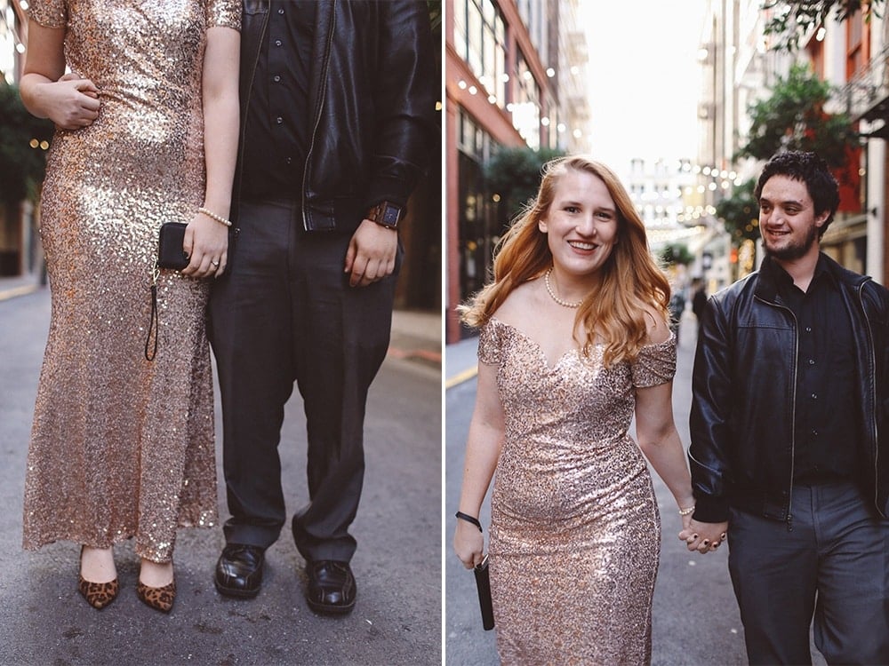 Badgley Mischka Sequin Gown for Engagement Photos in San Francisco