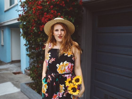 floral old navy jumpsuit, boat hat