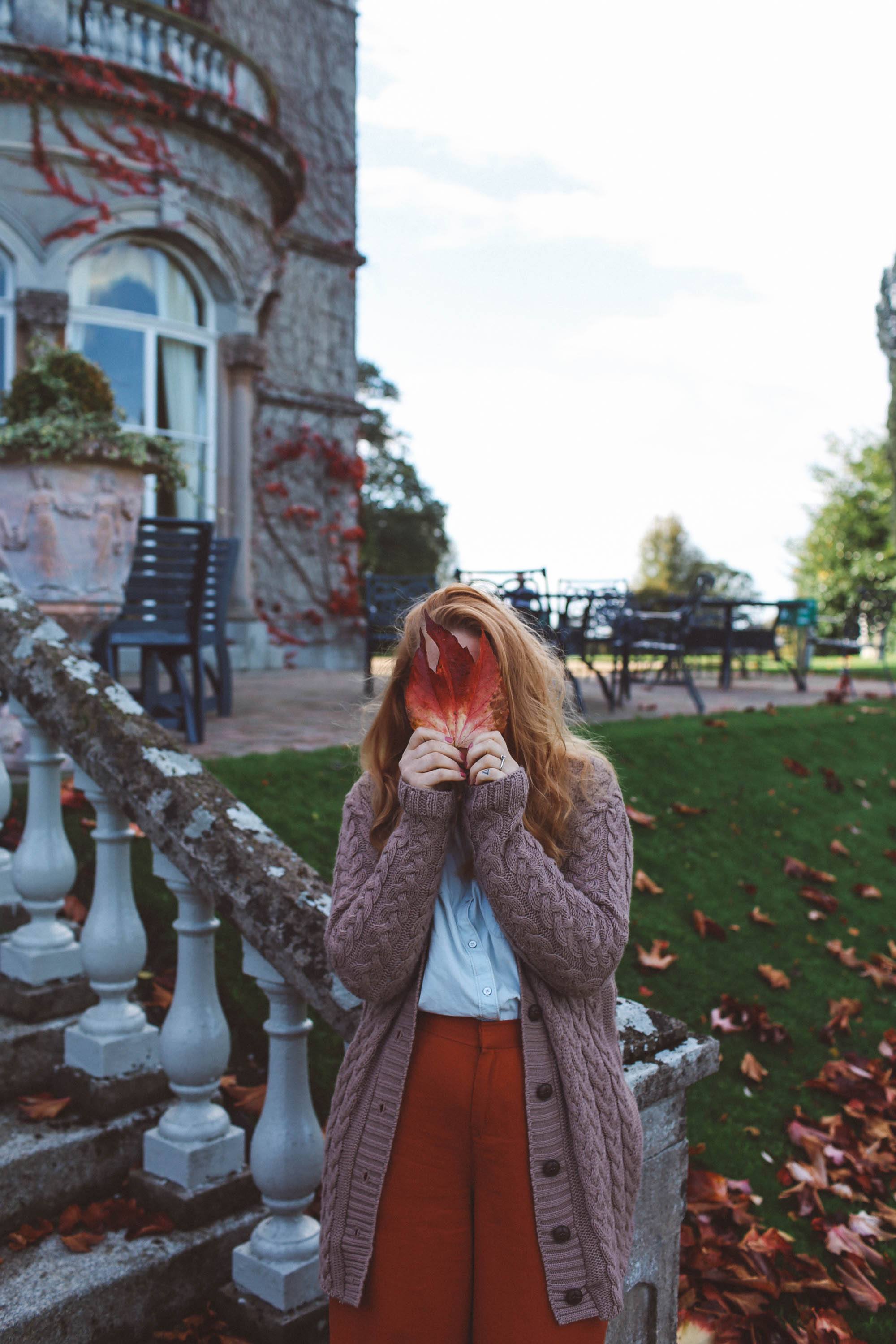 Killkenny hotel estate Lyrath red leaf face woman