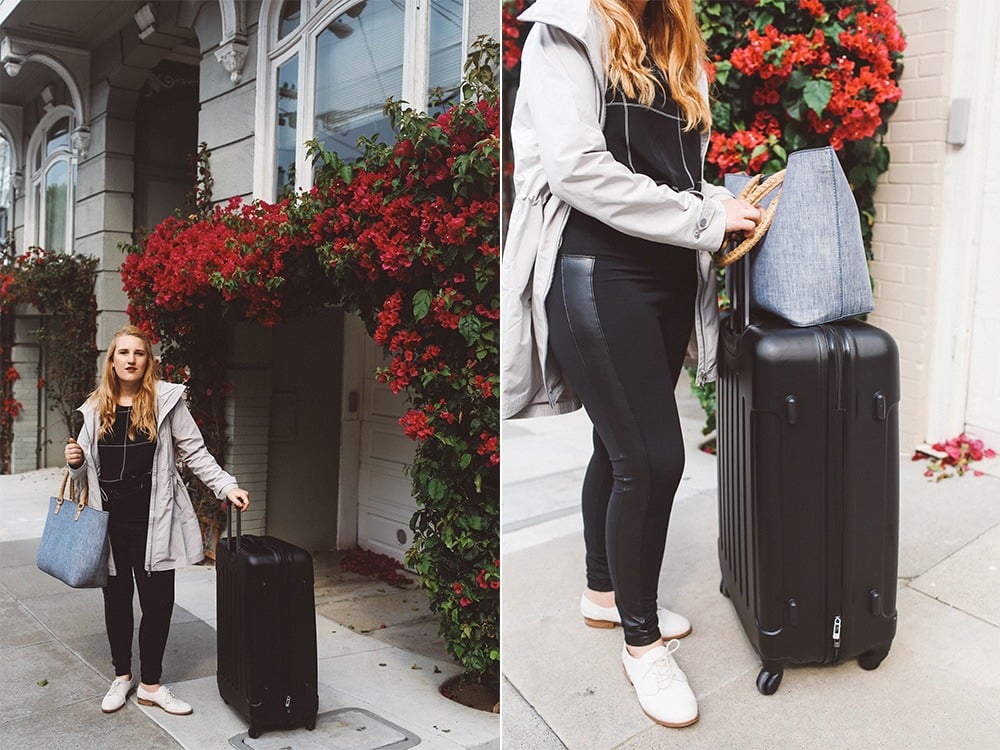 athleisure leggings suitecase travel