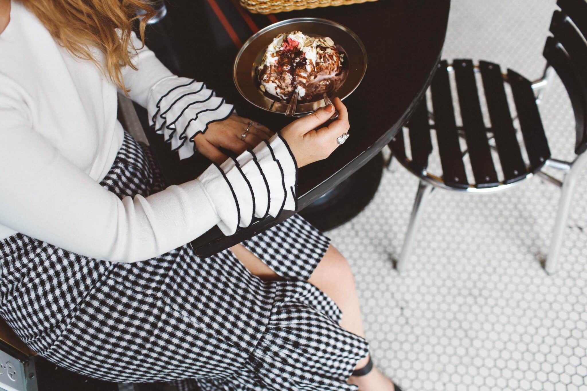 ruffle sweater ice cream wicker purse