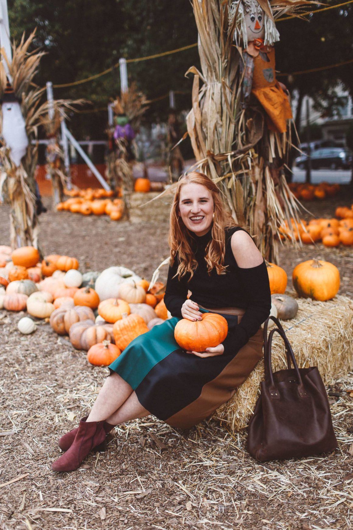 Who What Wear Pleated Skirt At The Pumpkin Patch