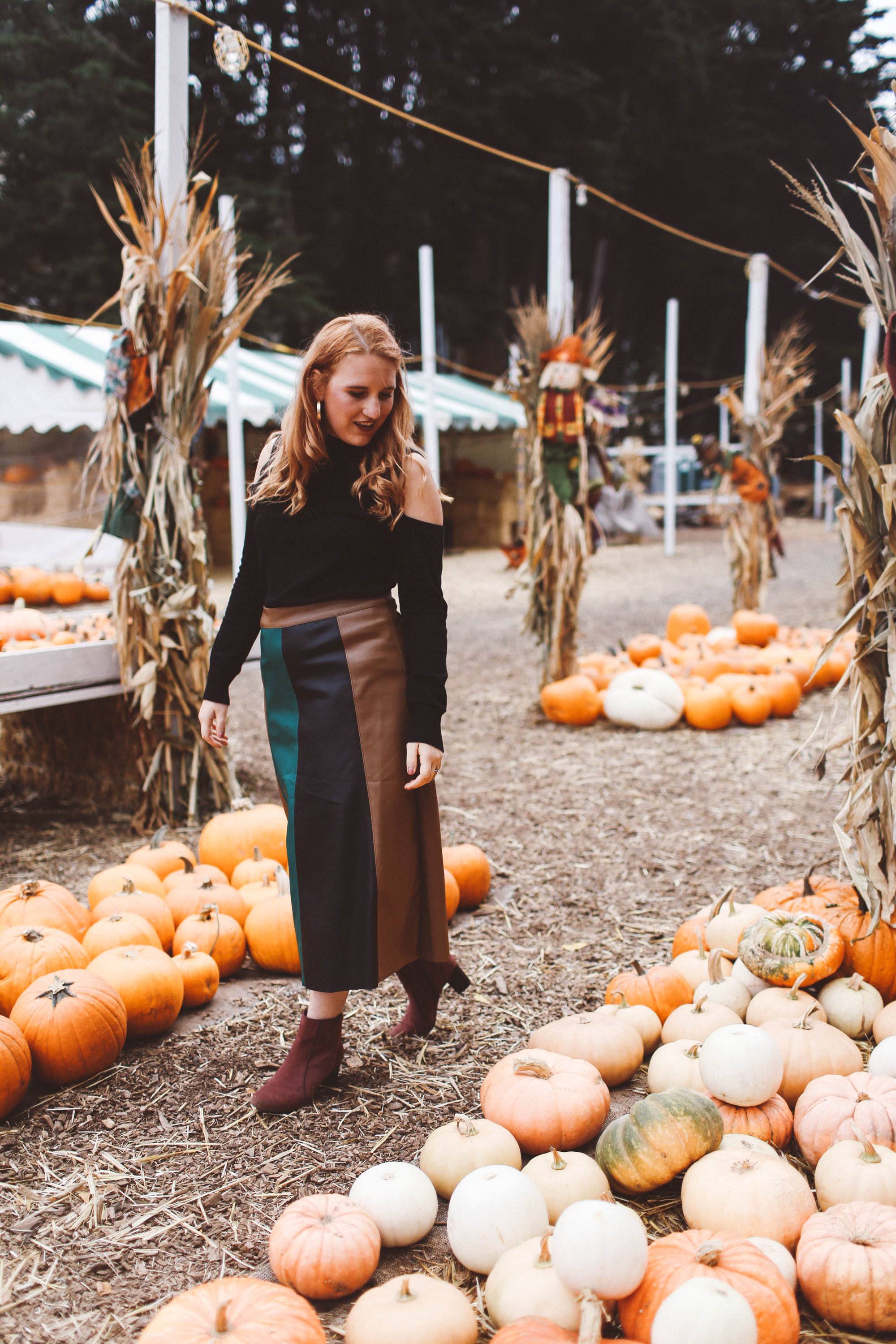 Who What Wear Pleated Skirt At The Pumpkin Patch