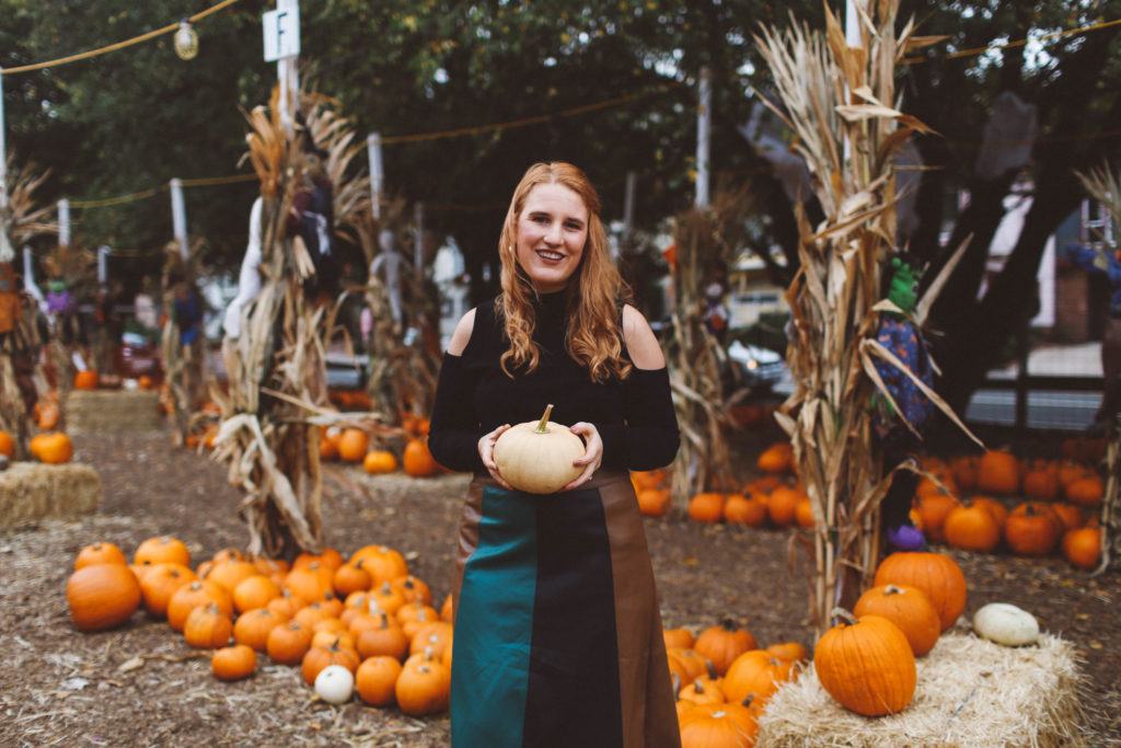 Who What Wear Pleated Skirt At The Pumpkin Patch