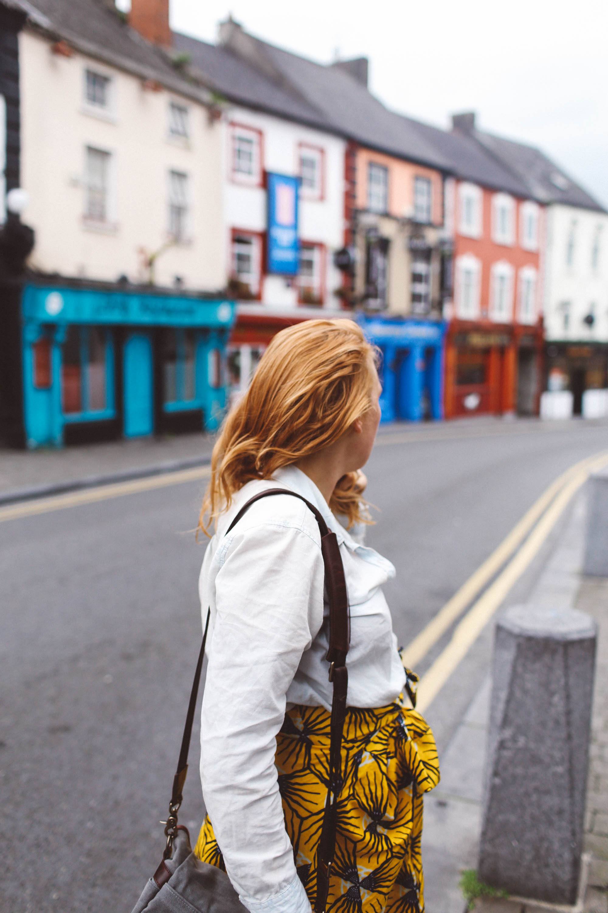 kilkenny ireland woman yellow skirt