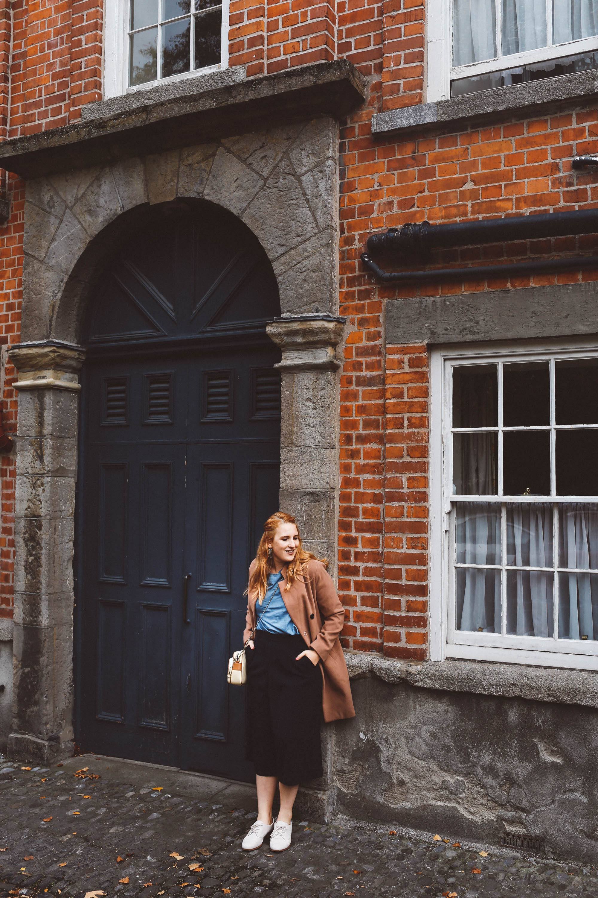 trinity college camel coat woman