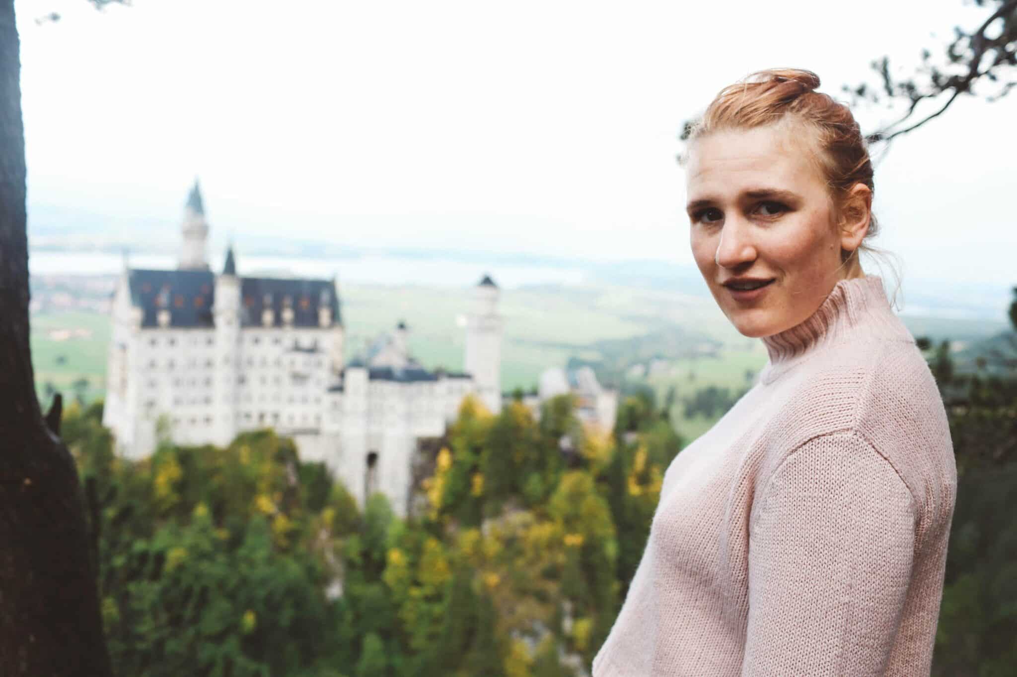 Neuschwanstein Castle pink sweater 