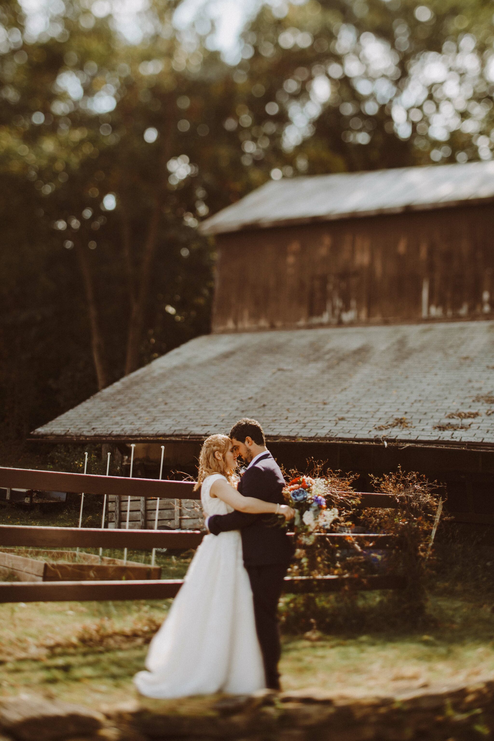 rustic wedding bride groom barn