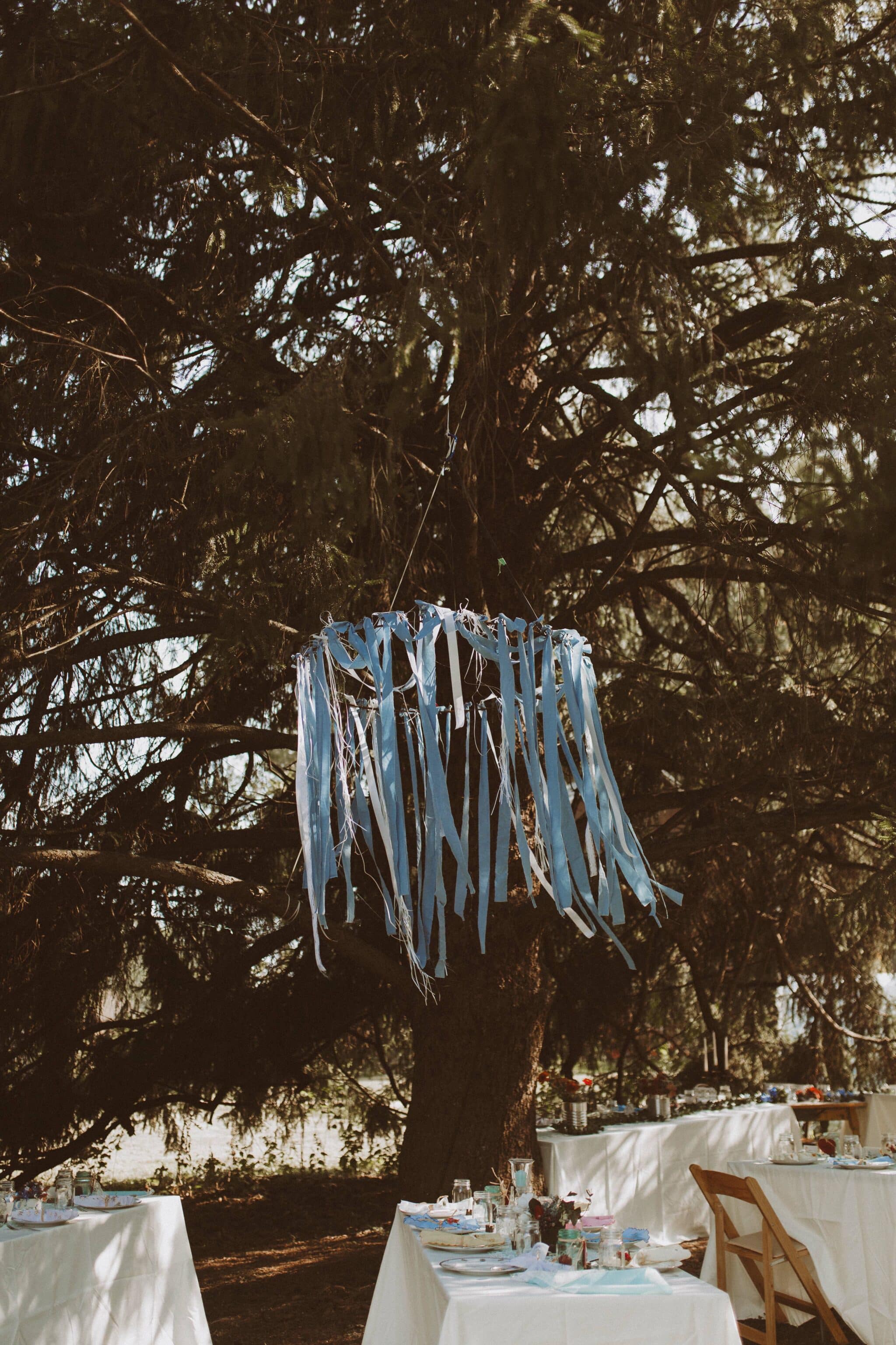 boho chic wedding chandelier fabric