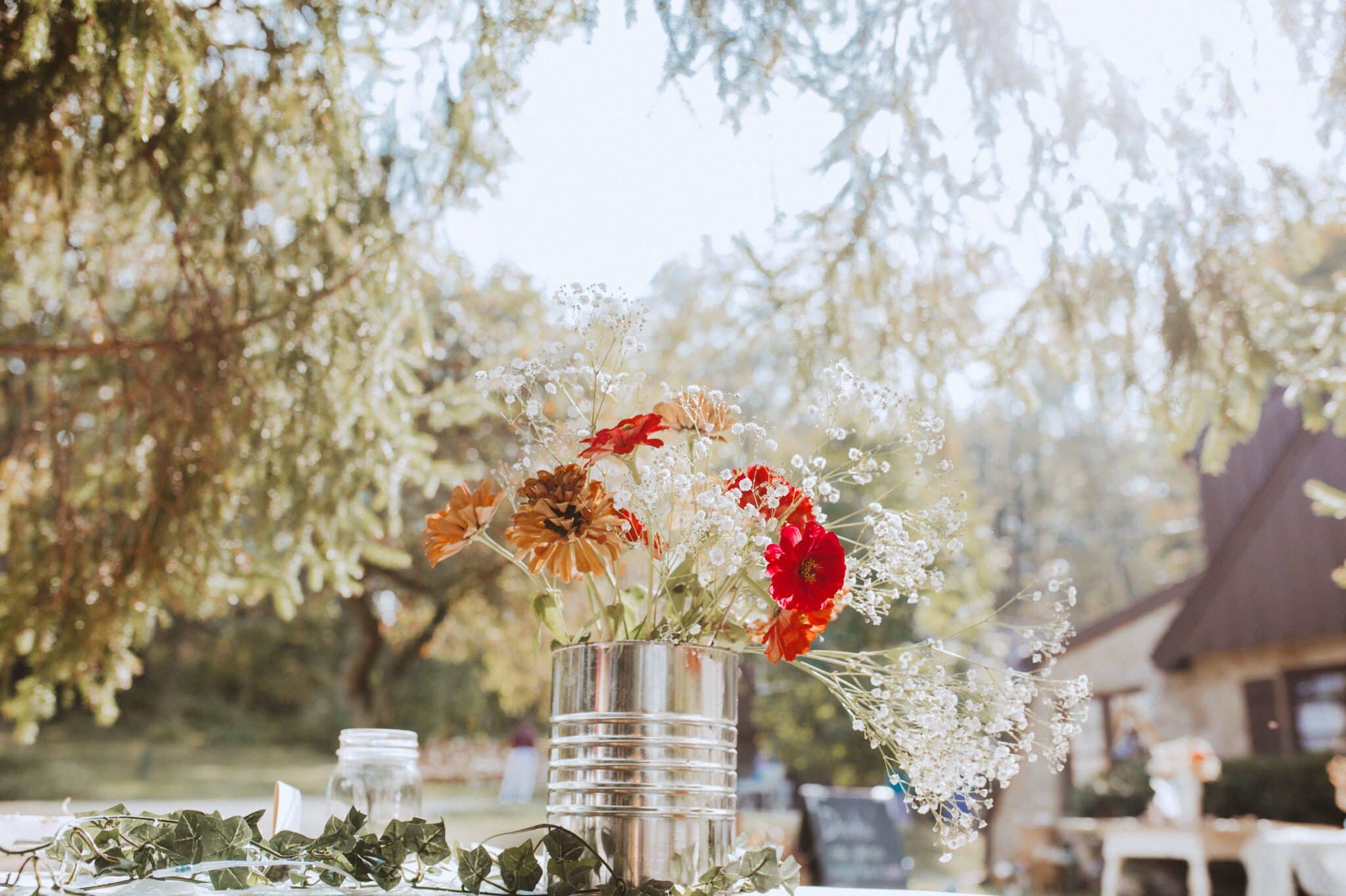 wedding outdoor flower table decor