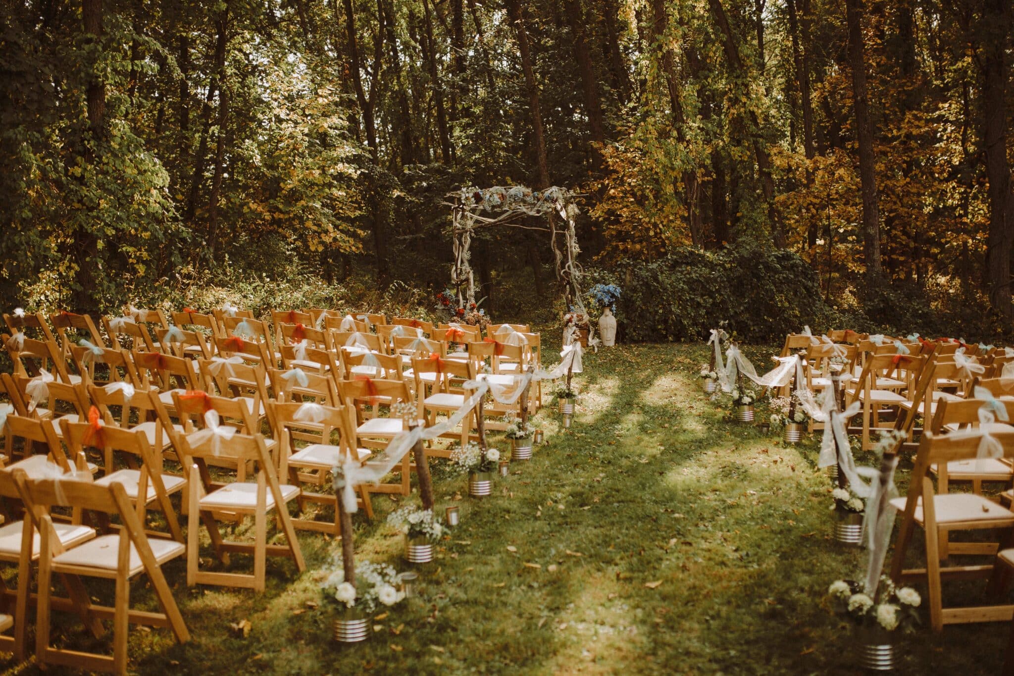 boho wedding ceremony woods whimsical