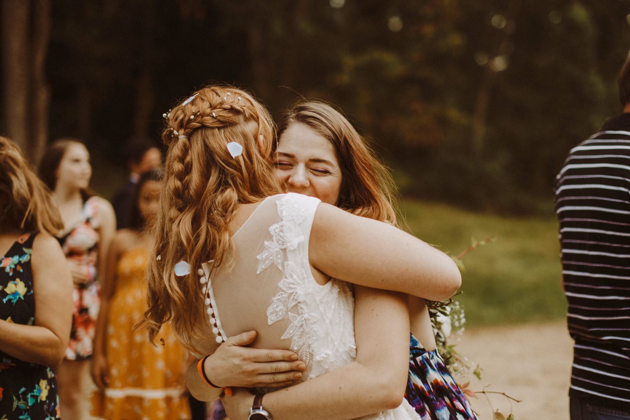 bride hugging friend