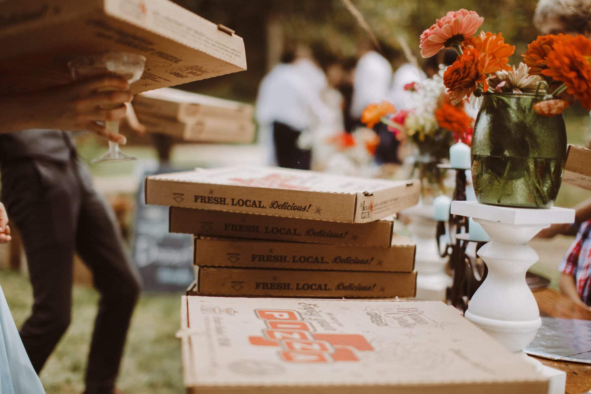 wedding pizza outdoor boho