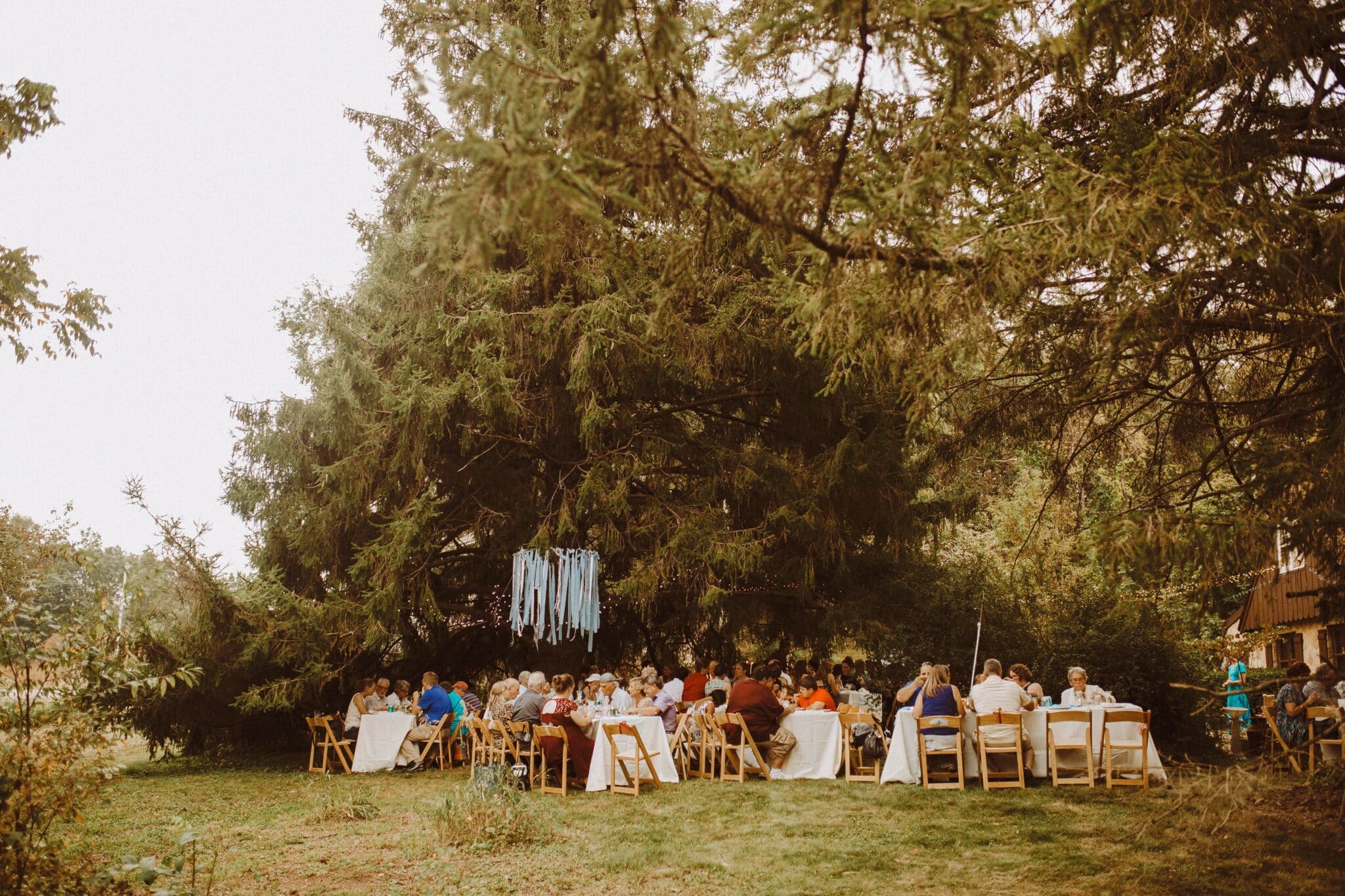 wedding outdoor woods farm boho tables