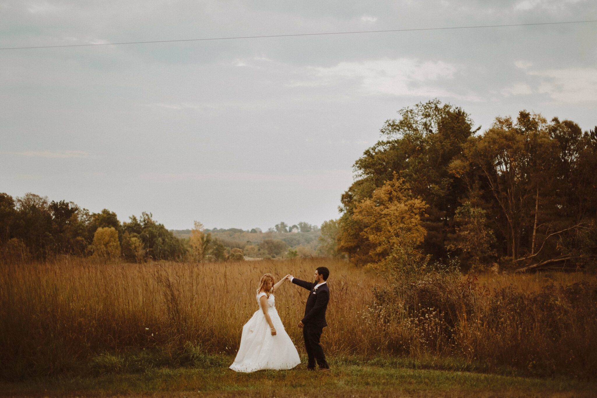 wedding bride groom field