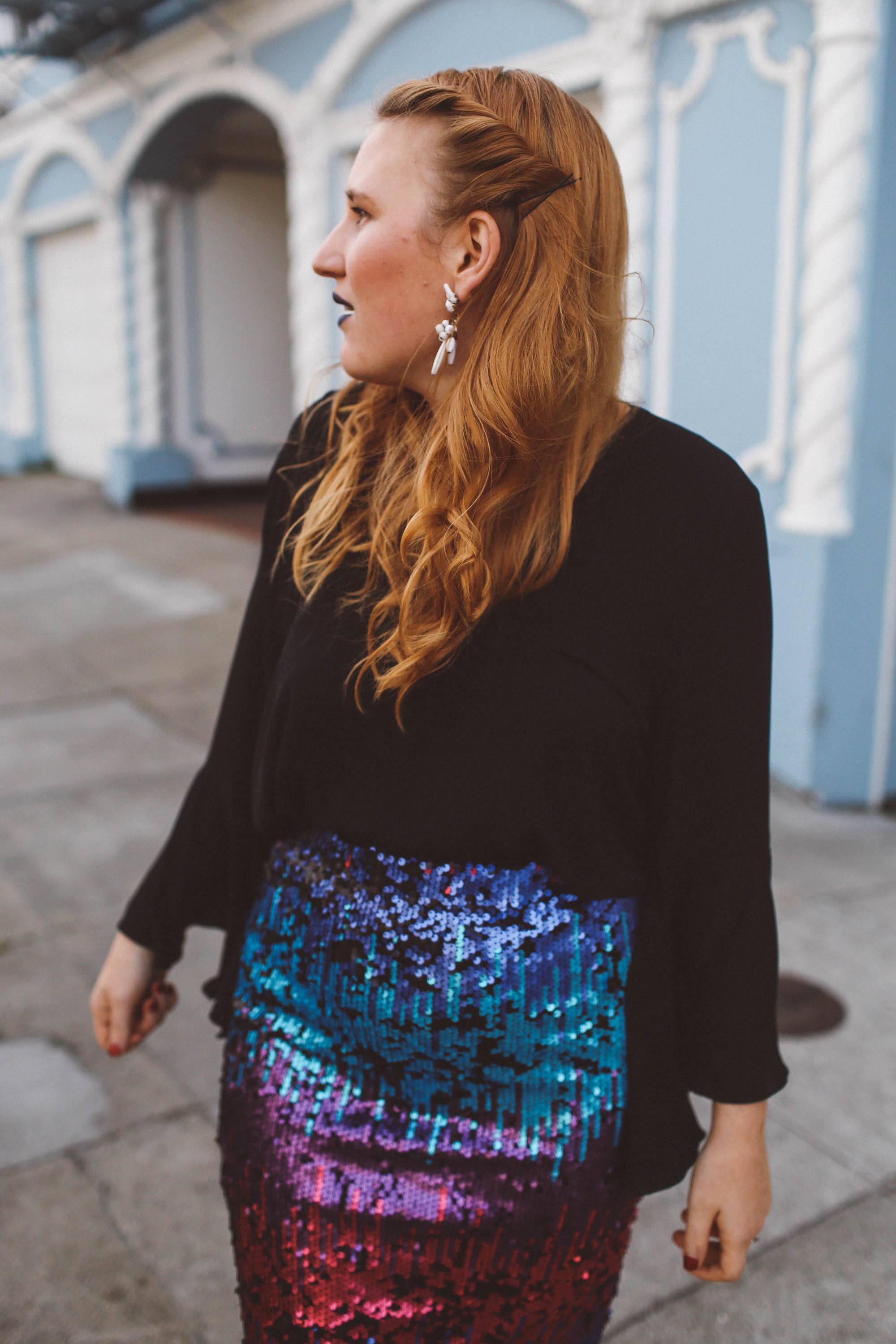 Sequin skirt and clearance shirt