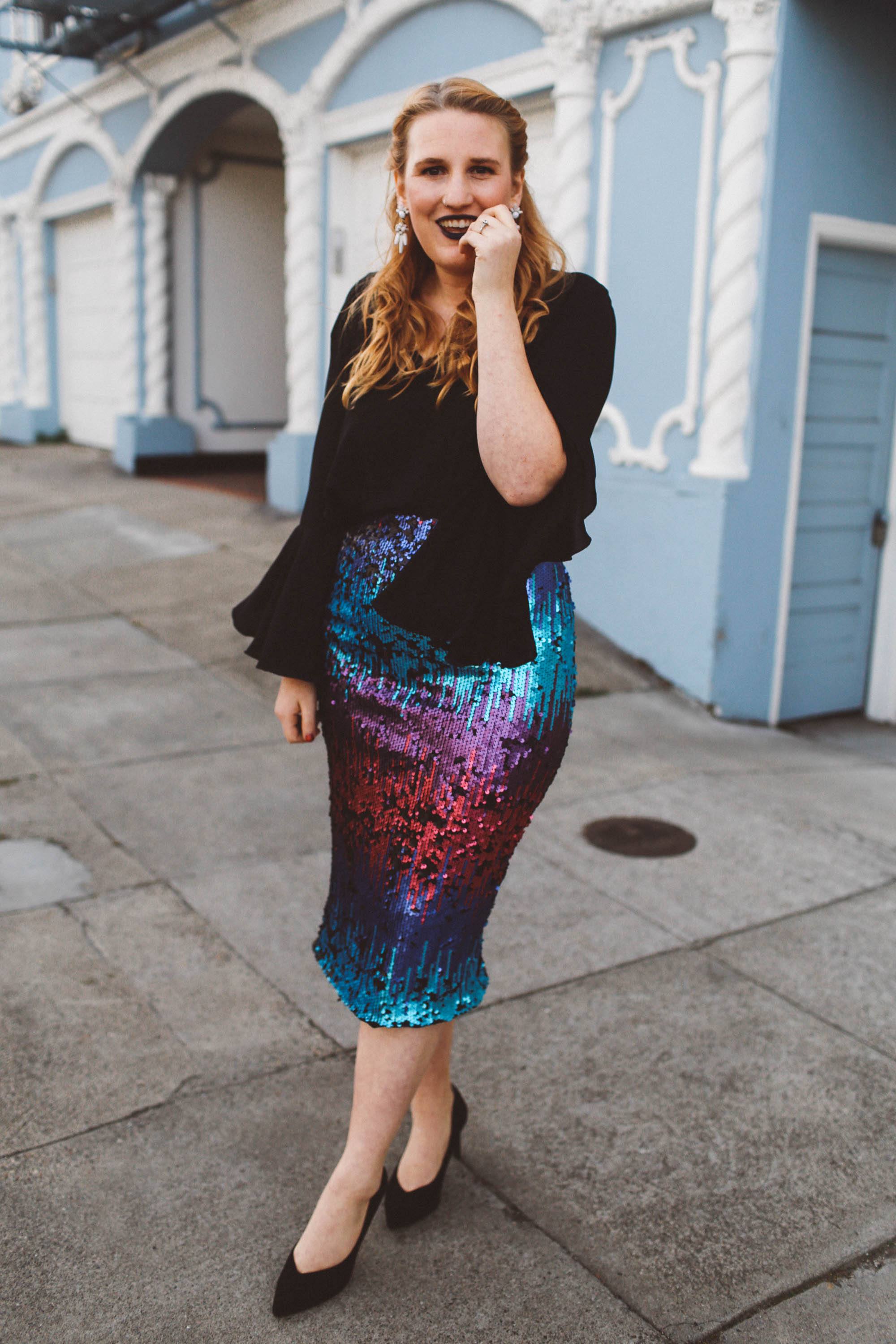 ombre sequin skirt