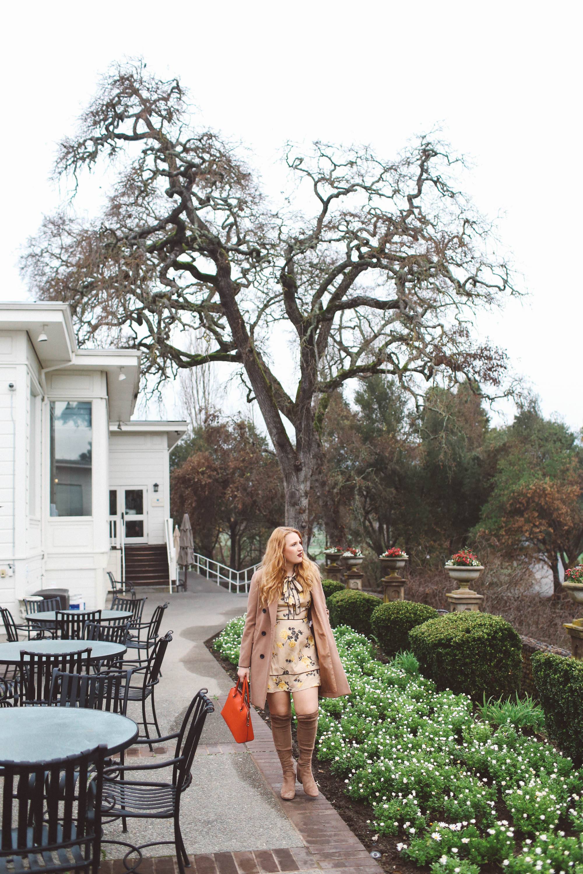 floral yellow dress Revolve napa valley