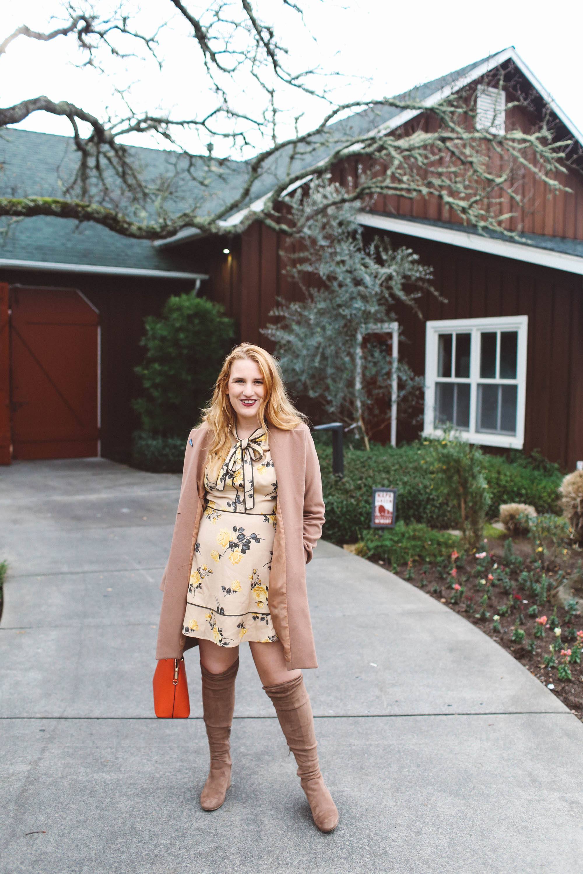 floral yellow dress Revolve napa valley