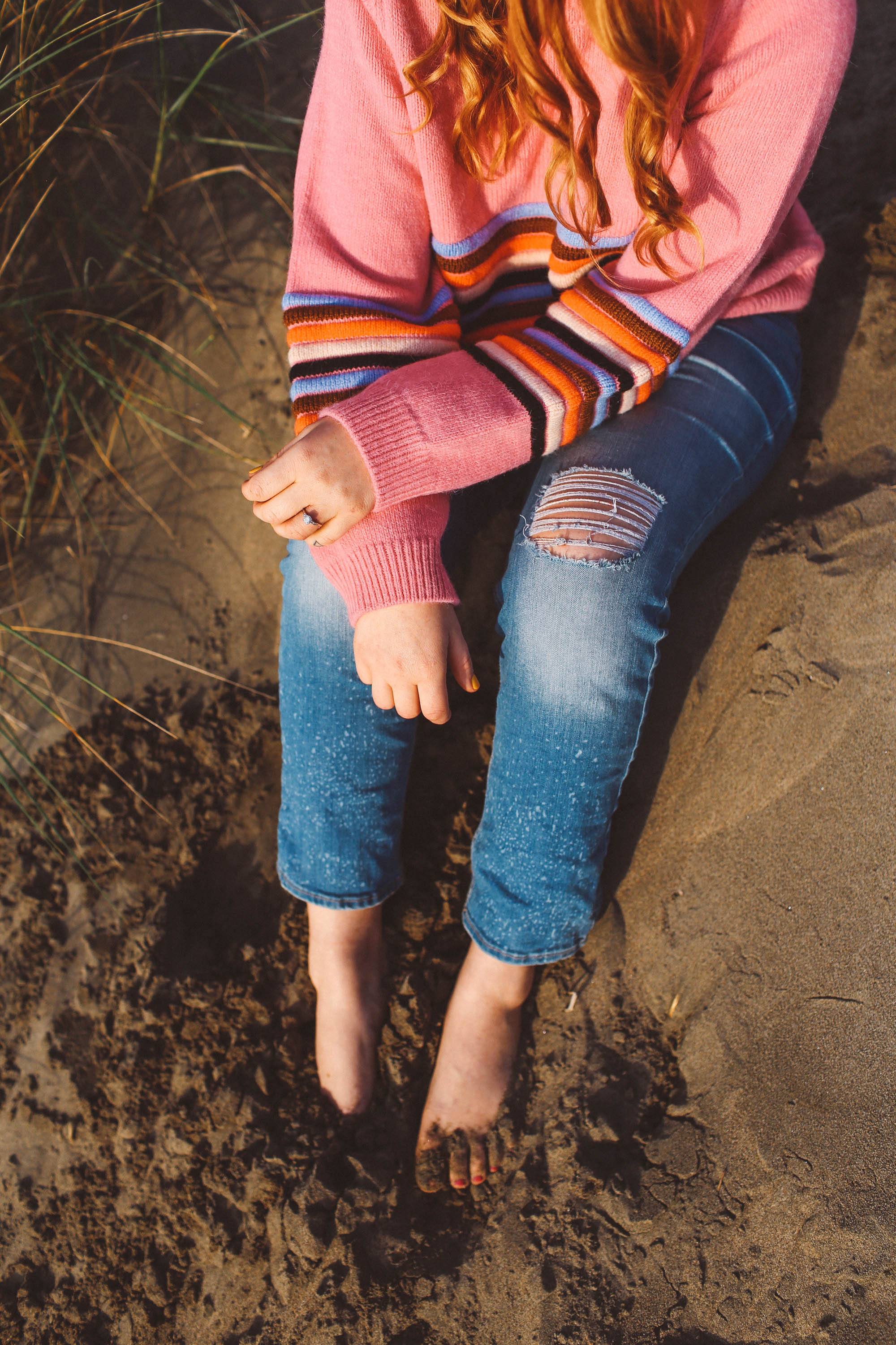 rainbow sweater womens, pink, stripe, beach