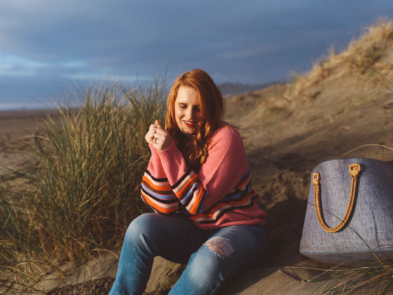 rainbow sweater womens, pink, stripe, beach