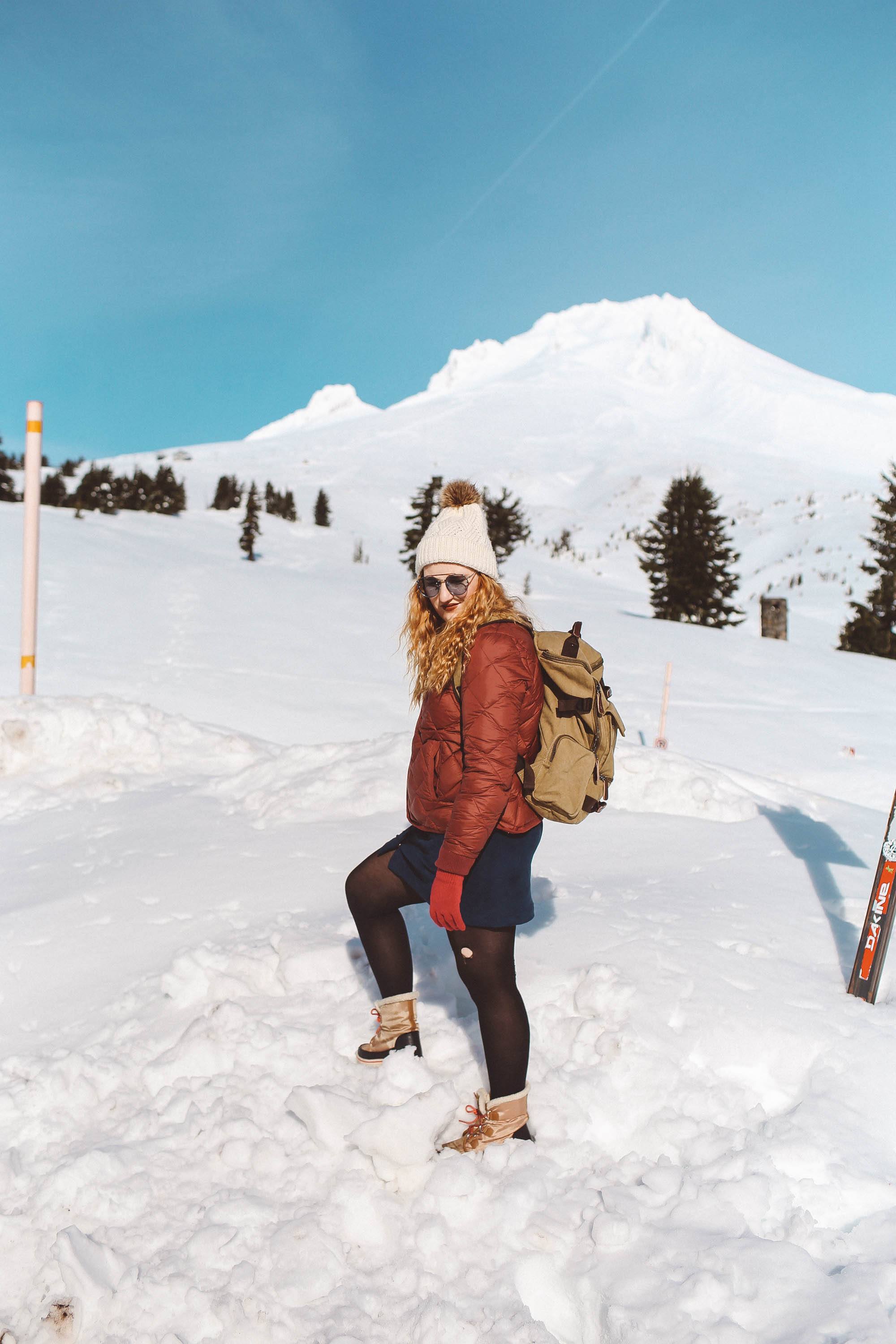 mount hood oregon red puff coat