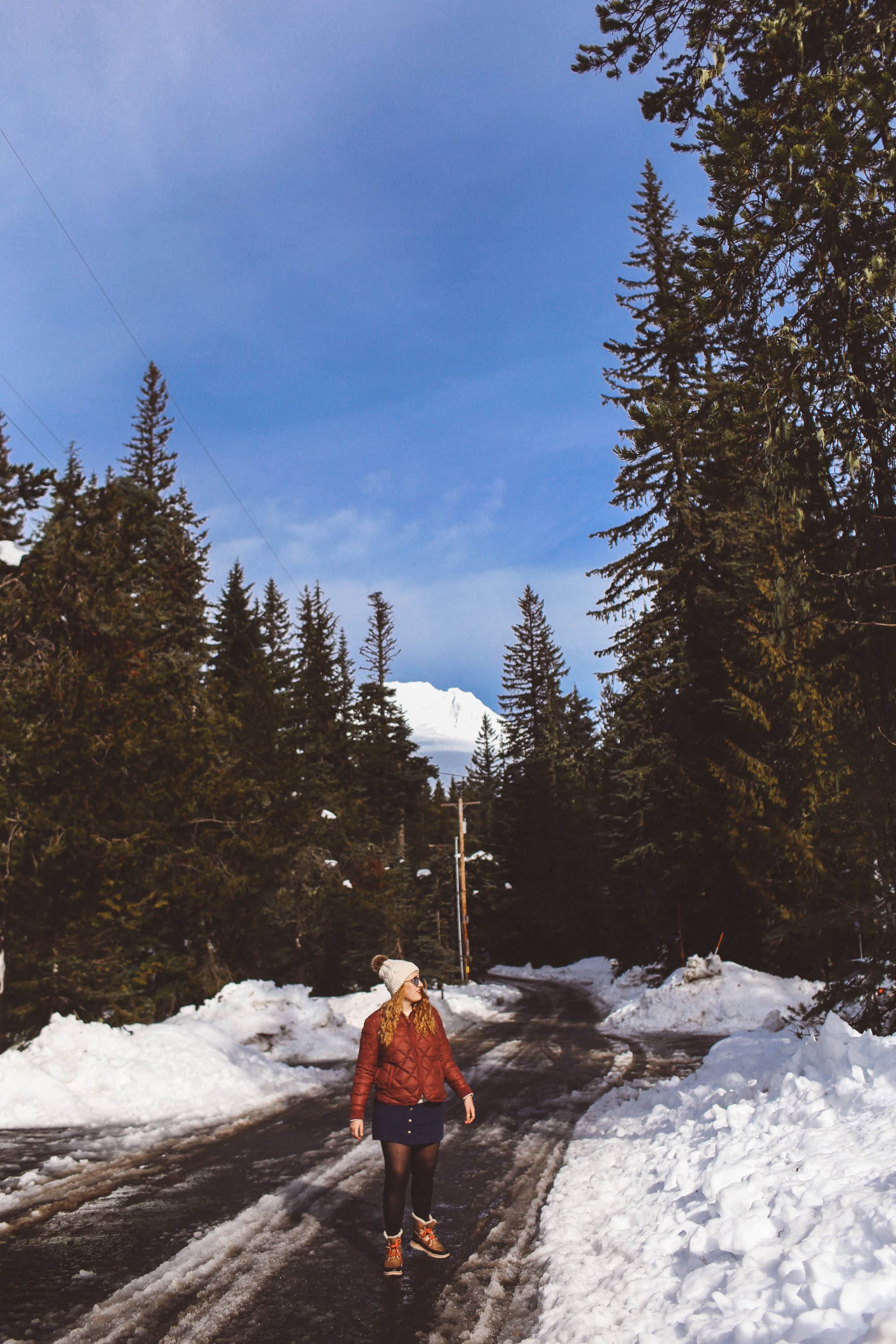 mount hood oregon red puff coat