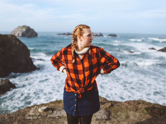 ocean plaid shirt woman