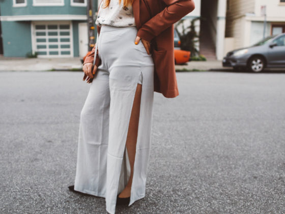 Wide Leg Pants With Side Slits