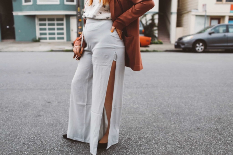 Wide Leg Pants With Side Slits
