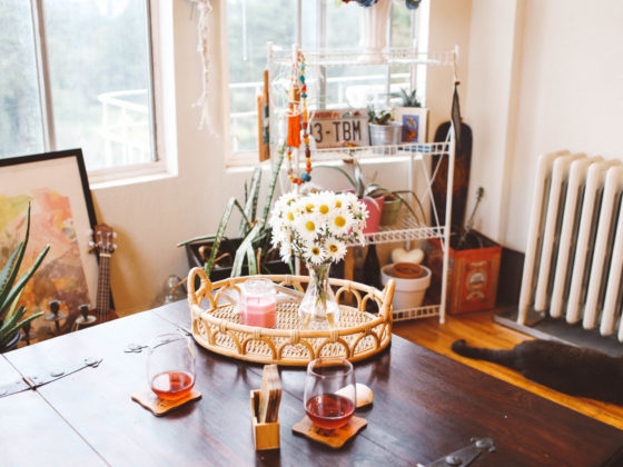 Target Opalhouse tray with a candle and flowers