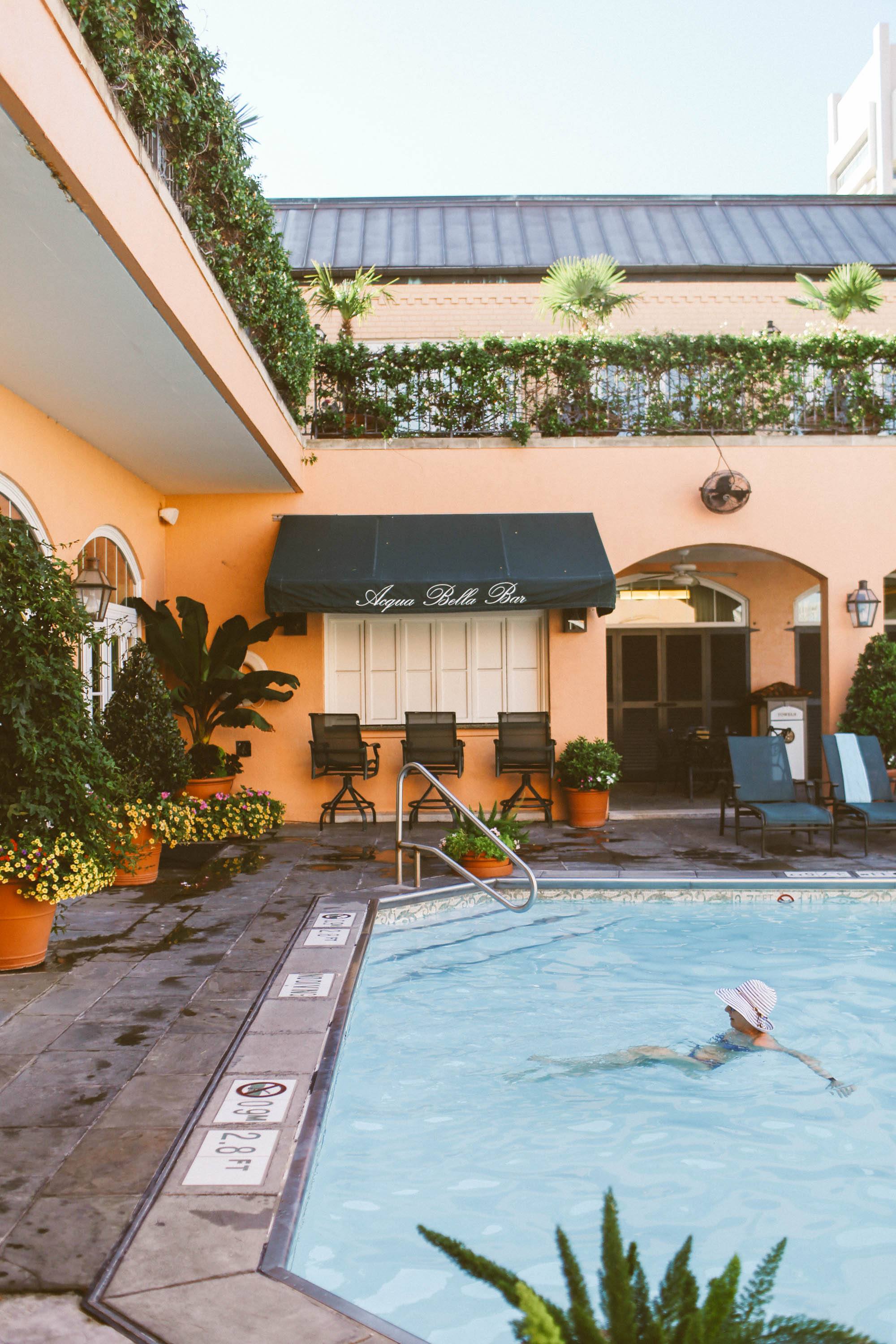 pool area at Hotel Monteleone in New Orleans