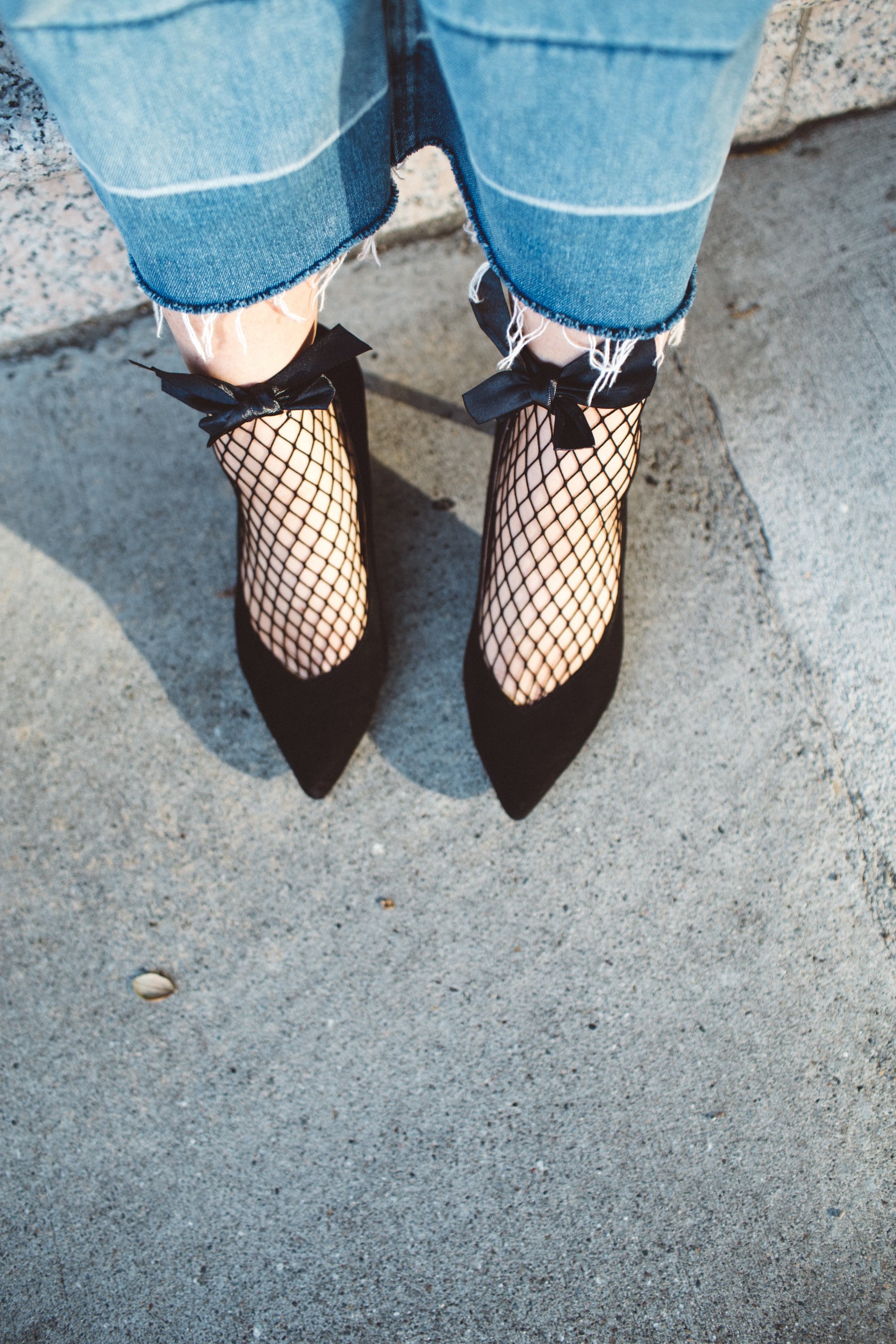 Fishnet socks over on sale heels