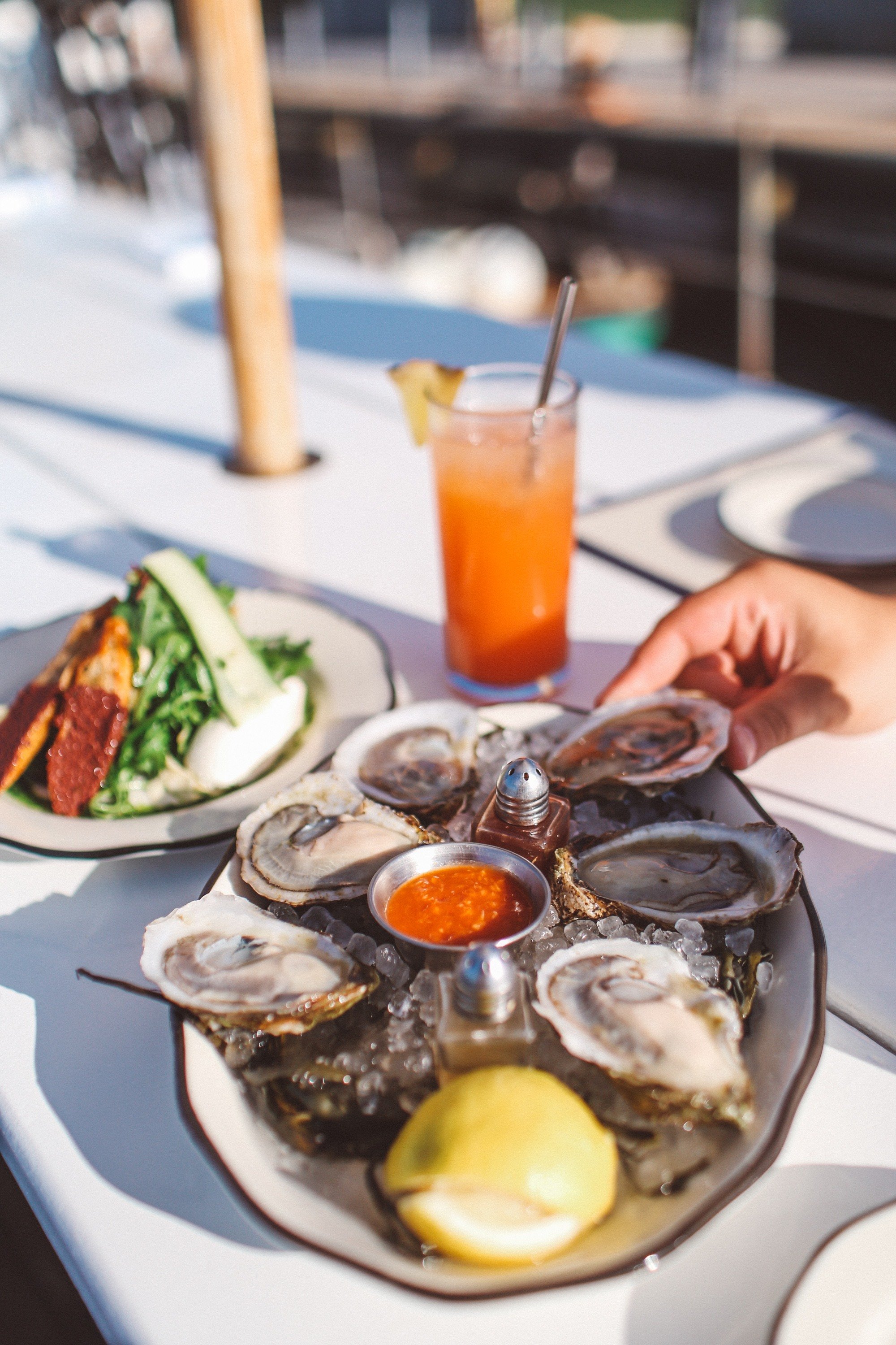 Oysters at Pilot, a restaurant on a boat.