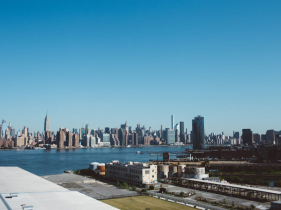 Wiew of Manhattan from a Brooklyn Rooftop.