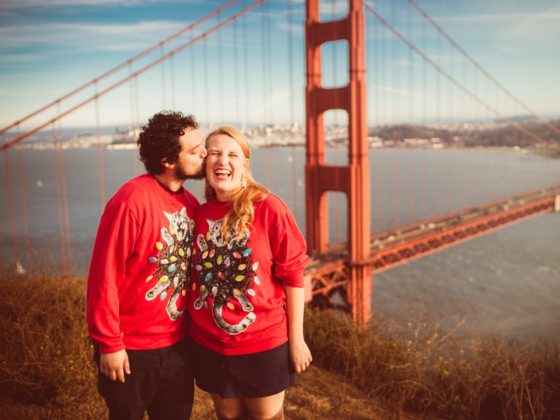 man and woman at Golden Gate Bridge Overlook