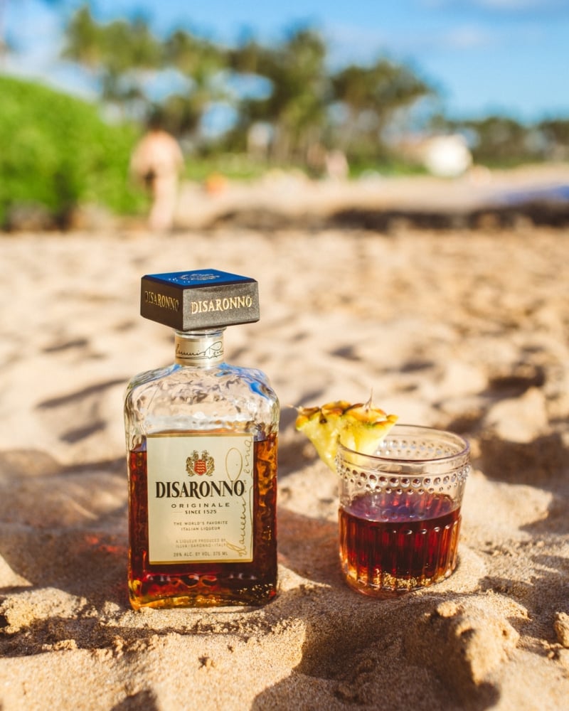 Disaronno Sour on the beach in maui