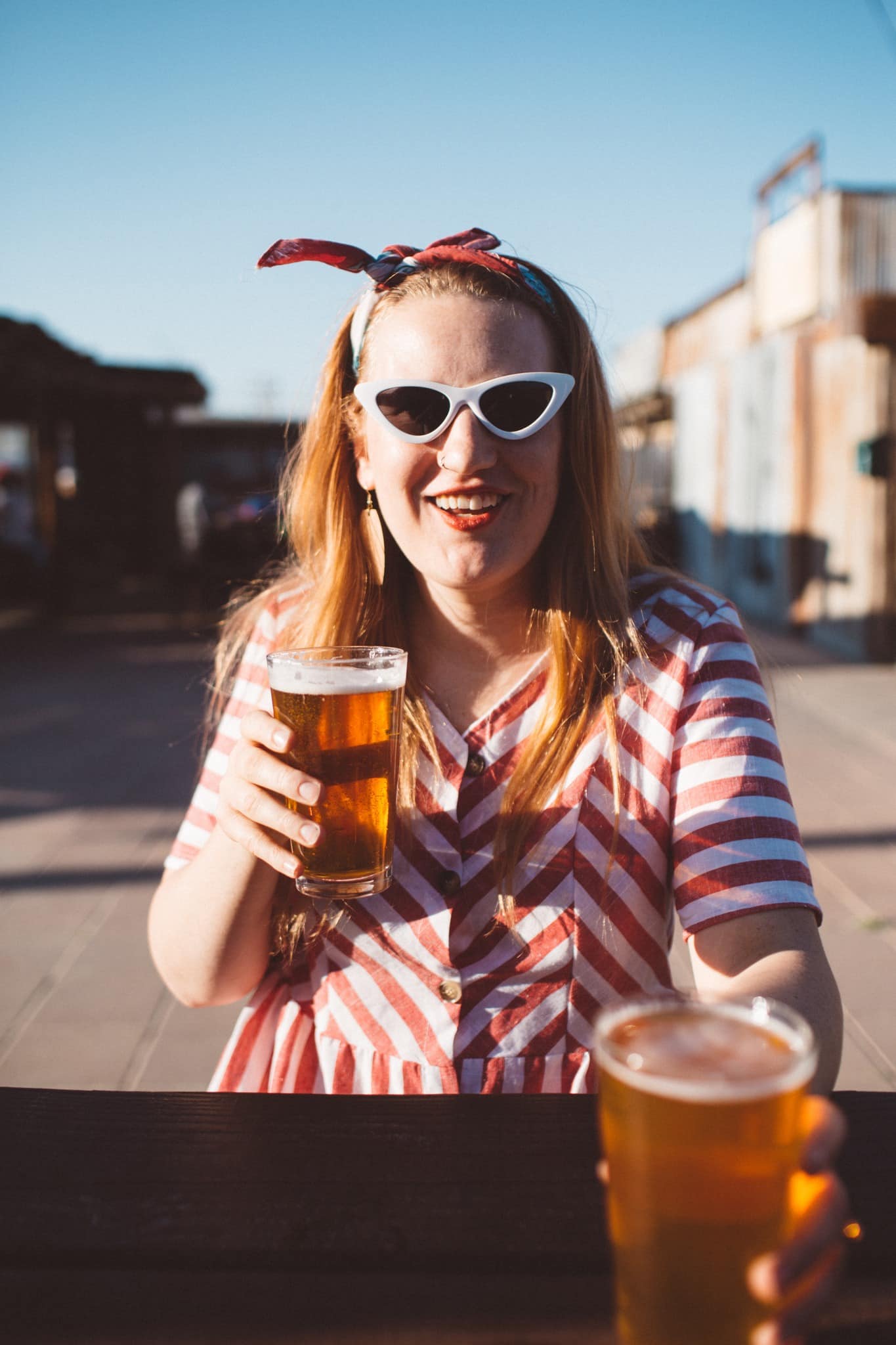 Beers on the patio at Joshua Tree Restaurant and bar