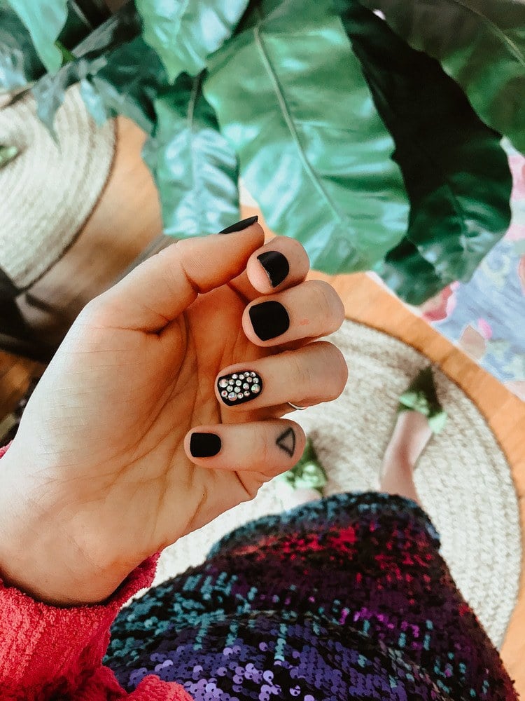 25 Gorgeous Black Nail Designs with Rhinestones Only for you : Check them  out! 2021