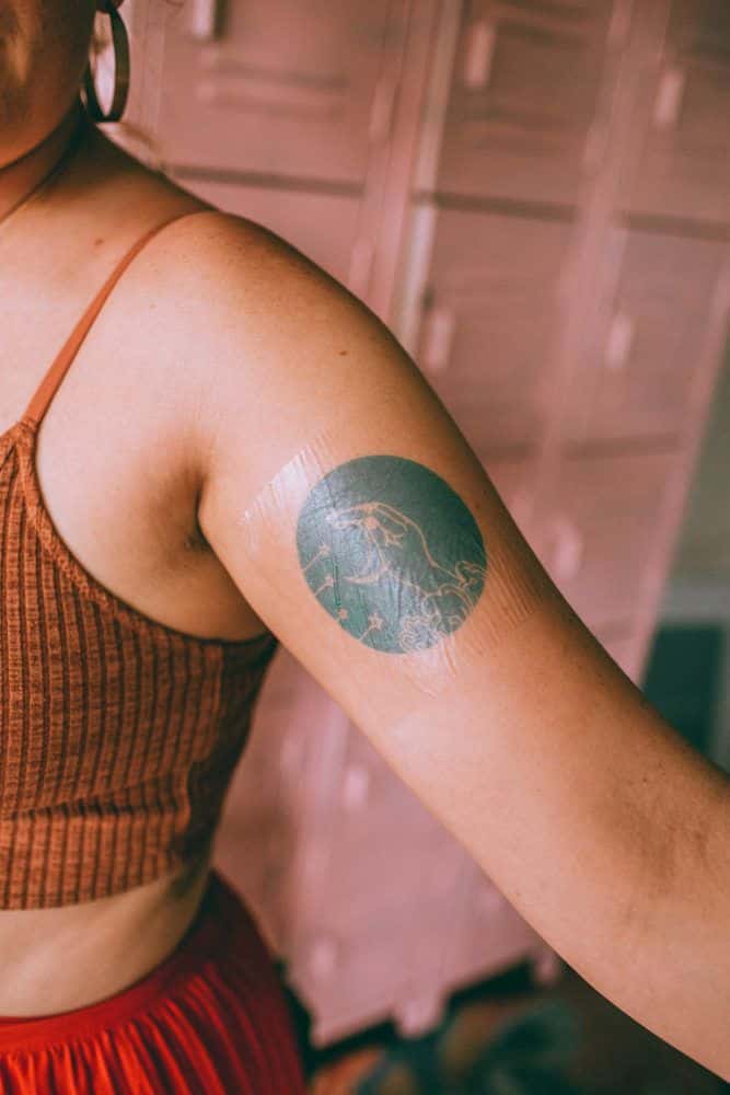 Woman with temporary tatoos