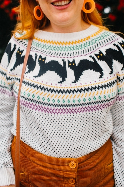 A Chic Modcloth Cat Halloween Sweater For Fall
