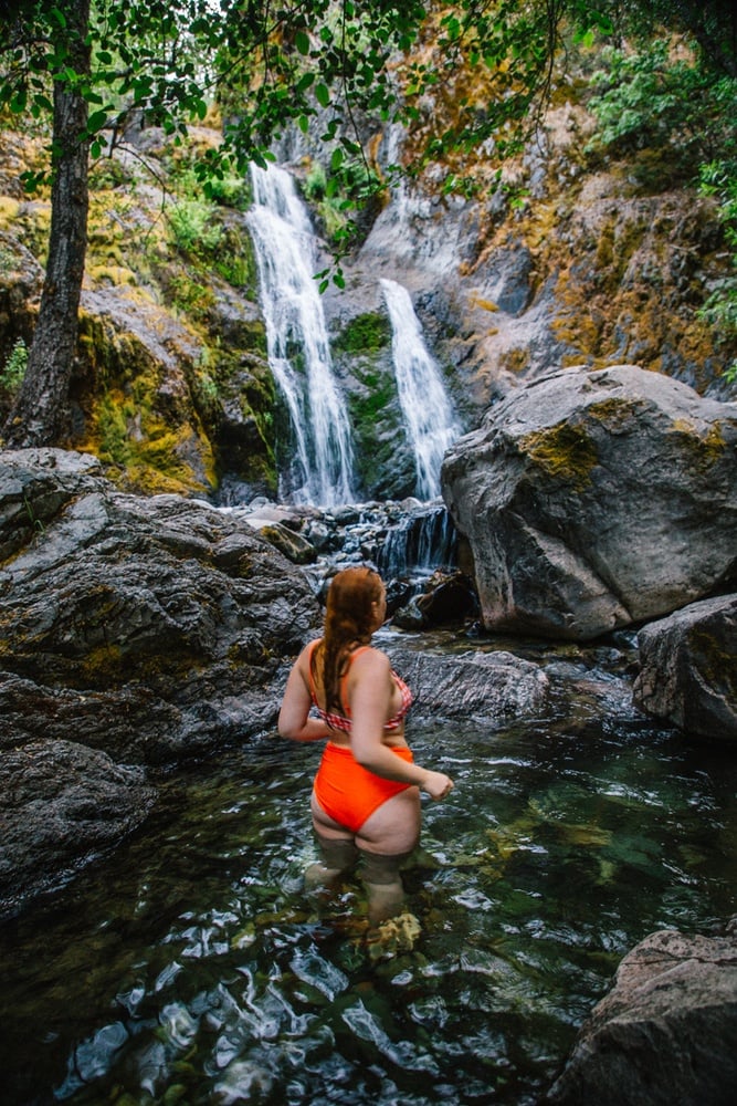 Kara of Whimsy Soul hikes to Feary Falls in Mount Shasta, a stunning small waterfall in Northern California