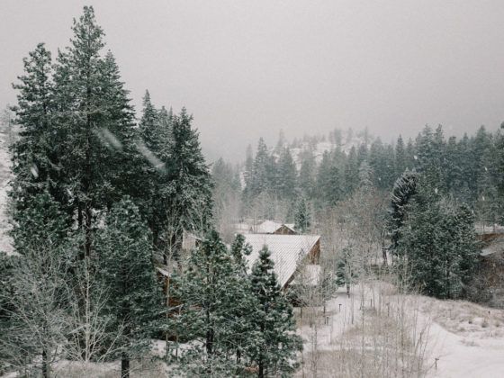 Drone view of the Sleeping Lady Mountain Resort in Leavenworth, Washington