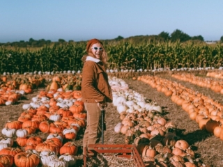 Kara at Farmer John's Pumpkin patch in Half Moon Bay, California