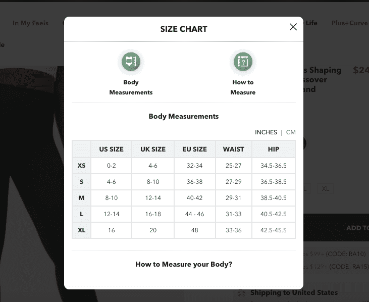 PETITE SIZE CHART