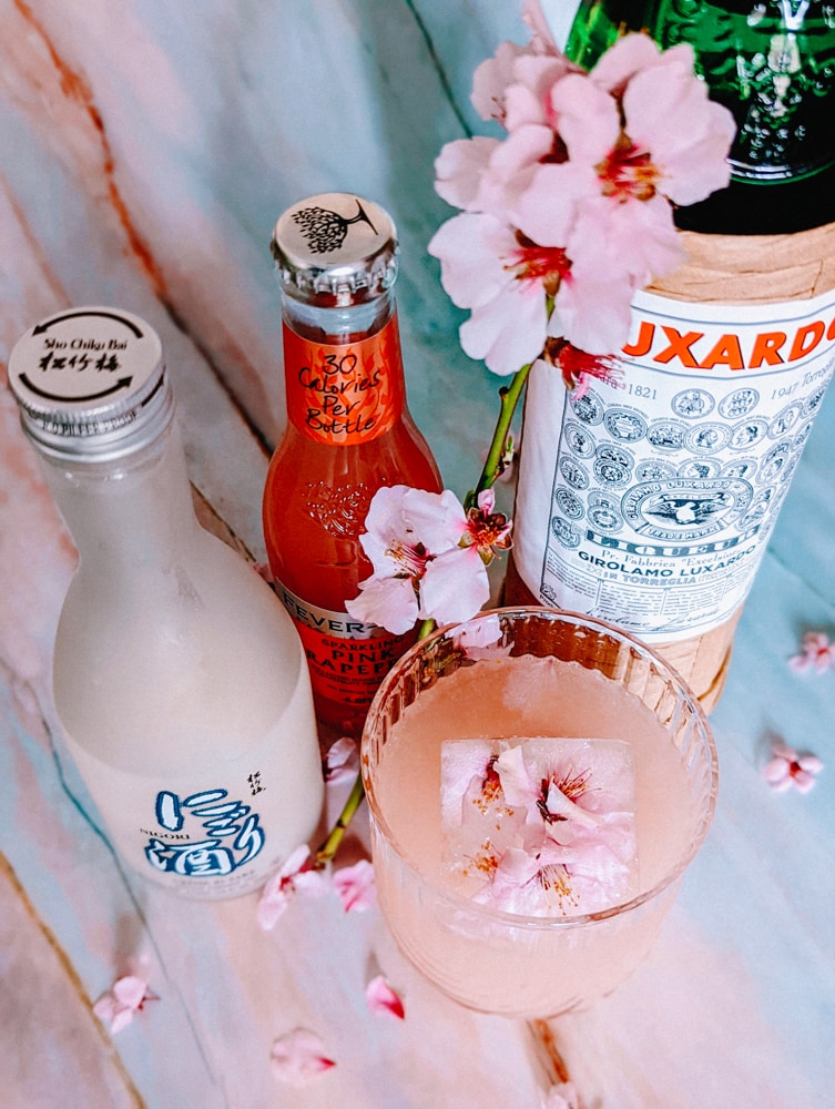 Pink Sakura: A Cherry Blossom Nigori Sake Cocktail