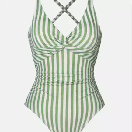 Plunge Twisted Stripes One Piece Swimsuit
